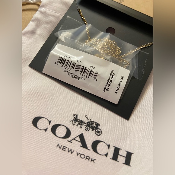 NWT! Coach Logo Necklace + Coach Gift wrap! - Picture 2 of 3